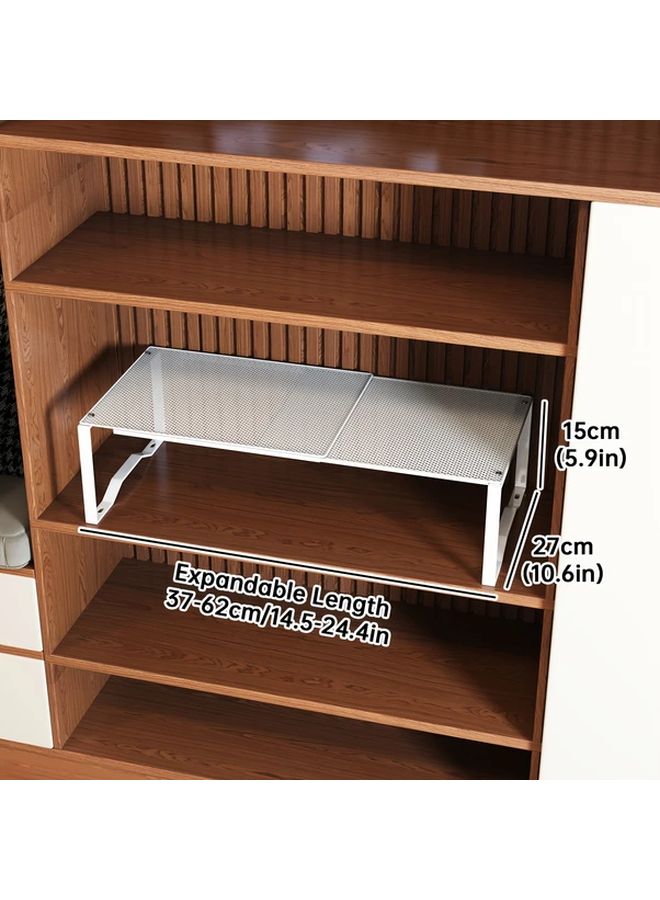 White Expandable Shoe Rack Adjustable Closet Storage Organizer Standing Shelf - Image 3